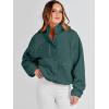 imageANRABESS Womens Fuzzy Fleece Jacket Fall Casual Long Sleeve Cropped Sherpa Button Down Shacket Coats Outwear With PocketsDark Green