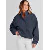 imageANRABESS Womens Fuzzy Fleece Jacket Fall Casual Long Sleeve Cropped Sherpa Button Down Shacket Coats Outwear With PocketsNavy Blue