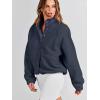 imageANRABESS Womens Fuzzy Fleece Jacket Fall Casual Long Sleeve Cropped Sherpa Button Down Shacket Coats Outwear With PocketsNavy Blue