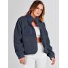 imageANRABESS Womens Fuzzy Fleece Jacket Fall Casual Long Sleeve Cropped Sherpa Button Down Shacket Coats Outwear With PocketsNavy Blue