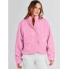imageANRABESS Womens Fuzzy Fleece Jacket Fall Casual Long Sleeve Cropped Sherpa Button Down Shacket Coats Outwear With PocketsPink
