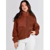 imageANRABESS Womens Fuzzy Fleece Jacket Fall Casual Long Sleeve Cropped Sherpa Button Down Shacket Coats Outwear With PocketsRust