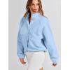 imageANRABESS Womens Fuzzy Fleece Jacket Fall Casual Long Sleeve Cropped Sherpa Button Down Shacket Coats Outwear With PocketsSky