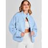 imageANRABESS Womens Fuzzy Fleece Jacket Fall Casual Long Sleeve Cropped Sherpa Button Down Shacket Coats Outwear With PocketsSky