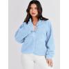 imageANRABESS Womens Fuzzy Fleece Jacket Fall Casual Long Sleeve Cropped Sherpa Button Down Shacket Coats Outwear With PocketsSky