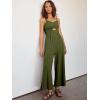 imageANRABESS Womens Jumpsuit Summer Beach Vacation Romper 2025 V Neck Sleevelsee Spaghetti Strap Cutout Linen Wide Leg ClothesArmy Green