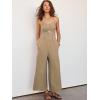 imageANRABESS Womens Jumpsuit Summer Beach Vacation Romper 2025 V Neck Sleevelsee Spaghetti Strap Cutout Linen Wide Leg ClothesKhaki