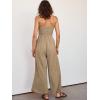 imageANRABESS Womens Jumpsuit Summer Beach Vacation Romper 2025 V Neck Sleevelsee Spaghetti Strap Cutout Linen Wide Leg ClothesKhaki