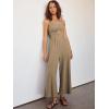 imageANRABESS Womens Jumpsuit Summer Beach Vacation Romper 2025 V Neck Sleevelsee Spaghetti Strap Cutout Linen Wide Leg ClothesKhaki
