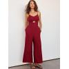imageANRABESS Womens Jumpsuit Summer Beach Vacation Romper 2025 V Neck Sleevelsee Spaghetti Strap Cutout Linen Wide Leg ClothesRed