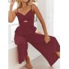 imageANRABESS Womens Jumpsuit Summer Beach Vacation Romper 2025 V Neck Sleevelsee Spaghetti Strap Cutout Linen Wide Leg ClothesRose
