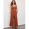 imageANRABESS Womens Jumpsuit Summer Beach Vacation Romper 2025 V Neck Sleevelsee Spaghetti Strap Cutout Linen Wide Leg ClothesRust