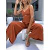 imageANRABESS Womens Jumpsuit Summer Beach Vacation Romper 2025 V Neck Sleevelsee Spaghetti Strap Cutout Linen Wide Leg ClothesRust