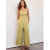 imageANRABESS Womens Jumpsuit Summer Beach Vacation Romper 2025 V Neck Sleevelsee Spaghetti Strap Cutout Linen Wide Leg ClothesYellow