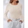 imageANRABESS Womens Long Sleeve Cable Knit Sweater Jumper Crewneck Pullover Soft Dressy Casual Tops Cute 2025 Fall Trendy OutfitsApricot