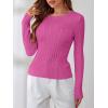 imageANRABESS Womens Long Sleeve Cable Knit Sweater Jumper Crewneck Pullover Soft Dressy Casual Tops Cute 2025 Fall Trendy OutfitsHot Pink