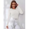 imageANRABESS Womens Long Sleeve Cable Knit Sweater Jumper Crewneck Pullover Soft Dressy Casual Tops Cute 2025 Fall Trendy OutfitsOff Cream White