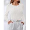 imageANRABESS Womens Long Sleeve Cable Knit Sweater Jumper Crewneck Pullover Soft Dressy Casual Tops Cute 2025 Fall Trendy OutfitsOff Cream White