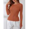 imageANRABESS Womens Long Sleeve Cable Knit Sweater Jumper Crewneck Pullover Soft Dressy Casual Tops Cute 2025 Fall Trendy OutfitsRust