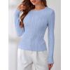 imageANRABESS Womens Long Sleeve Cable Knit Sweater Jumper Crewneck Pullover Soft Dressy Casual Tops Cute 2025 Fall Trendy OutfitsSky Blue
