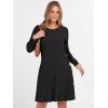 imageANRABESS Womens Long Sleeve Ribbed Knit Sweater Dresses 2025 Fall Winter Casual Lounge Short Tunic Dress with Pockets ButtonsBlack