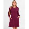 imageANRABESS Womens Long Sleeve Ribbed Knit Sweater Dresses 2025 Fall Winter Casual Lounge Short Tunic Dress with Pockets ButtonsBurgundy