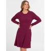imageANRABESS Womens Long Sleeve Ribbed Knit Sweater Dresses 2025 Fall Winter Casual Lounge Short Tunic Dress with Pockets ButtonsBurgundy