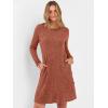 imageANRABESS Womens Long Sleeve Ribbed Knit Sweater Dresses 2025 Fall Winter Casual Lounge Short Tunic Dress with Pockets ButtonsBurnt Orange