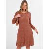 imageANRABESS Womens Long Sleeve Ribbed Knit Sweater Dresses 2025 Fall Winter Casual Lounge Short Tunic Dress with Pockets ButtonsBurnt Orange