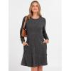 imageANRABESS Womens Long Sleeve Ribbed Knit Sweater Dresses 2025 Fall Winter Casual Lounge Short Tunic Dress with Pockets ButtonsDark Grey