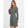 imageANRABESS Womens Long Sleeve Ribbed Knit Sweater Dresses 2025 Fall Winter Casual Lounge Short Tunic Dress with Pockets ButtonsGreen Grey