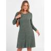 imageANRABESS Womens Long Sleeve Ribbed Knit Sweater Dresses 2025 Fall Winter Casual Lounge Short Tunic Dress with Pockets ButtonsGreen Grey
