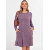 imageANRABESS Womens Long Sleeve Ribbed Knit Sweater Dresses 2025 Fall Winter Casual Lounge Short Tunic Dress with Pockets ButtonsPurple Mauve