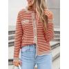 imageANRABESS Womens Striped Cardigan Sweaters Casual Long Sleeve Open Front Button Down Knit Cropped Jackets Fall Coat OuterwearStripe Rust