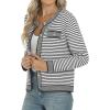 imageANRABESS Womens Striped Cardigan Sweaters Casual Long Sleeve Open Front Button Down Knit Cropped Jackets Fall Coat OuterwearStripe White