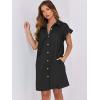 imageANRABESS Womens Summer Button Down Shirt Dress Ruffle Short Sleeve Mini Dresses Loose Fit Casual Sundress with PocketsBlack