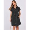 imageANRABESS Womens Summer Button Down Shirt Dress Ruffle Short Sleeve Mini Dresses Loose Fit Casual Sundress with PocketsBlack