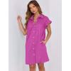 imageANRABESS Womens Summer Button Down Shirt Dress Ruffle Short Sleeve Mini Dresses Loose Fit Casual Sundress with PocketsHot Pink
