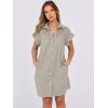 imageANRABESS Womens Summer Button Down Shirt Dress Ruffle Short Sleeve Mini Dresses Loose Fit Casual Sundress with PocketsKhaki