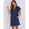imageANRABESS Womens Summer Button Down Shirt Dress Ruffle Short Sleeve Mini Dresses Loose Fit Casual Sundress with PocketsNavy Blue