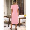 imageANRABESS Womens Summer Casual Midi Dress Short Sleeve Crewneck T Shirt Long Dresses Split Stripe Beach Vacation Travel OutfitPink
