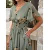imageANRABESS Womens Summer Floral Maxi Dress Casual V Neck Short Sleeve Chiffon Boho Flowy Beach 2025 Wedding Guest Long DressesFloral Green