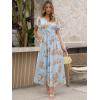 imageANRABESS Womens Summer Floral Maxi Dress Casual V Neck Short Sleeve Chiffon Boho Flowy Beach 2025 Wedding Guest Long DressesOrange Floral Print