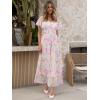 imageANRABESS Womens Summer Floral Maxi Dress Casual V Neck Short Sleeve Chiffon Boho Flowy Beach 2025 Wedding Guest Long DressesPink Flor