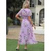 imageANRABESS Womens Summer Floral Maxi Dress Casual V Neck Short Sleeve Chiffon Boho Flowy Beach 2025 Wedding Guest Long DressesPurple Flor