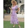 imageANRABESS Womens Summer Floral Maxi Dress Casual V Neck Short Sleeve Chiffon Boho Flowy Beach 2025 Wedding Guest Long DressesPurple Flor