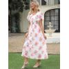 imageANRABESS Womens Summer Floral Maxi Dress Casual V Neck Short Sleeve Chiffon Boho Flowy Beach 2025 Wedding Guest Long DressesRed Flor