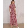 imageANRABESS Womens Summer Floral Maxi Dress Casual V Neck Short Sleeve Chiffon Boho Flowy Beach 2025 Wedding Guest Long DressesRose Red Flor