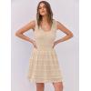 imageANRABESS Womens Sundress Beach Vacation Mini Tank Dresses Summer Casual Crochet Knit Scoop Neck Sleeveless DressBeige