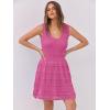 imageANRABESS Womens Sundress Beach Vacation Mini Tank Dresses Summer Casual Crochet Knit Scoop Neck Sleeveless DressHot Pink